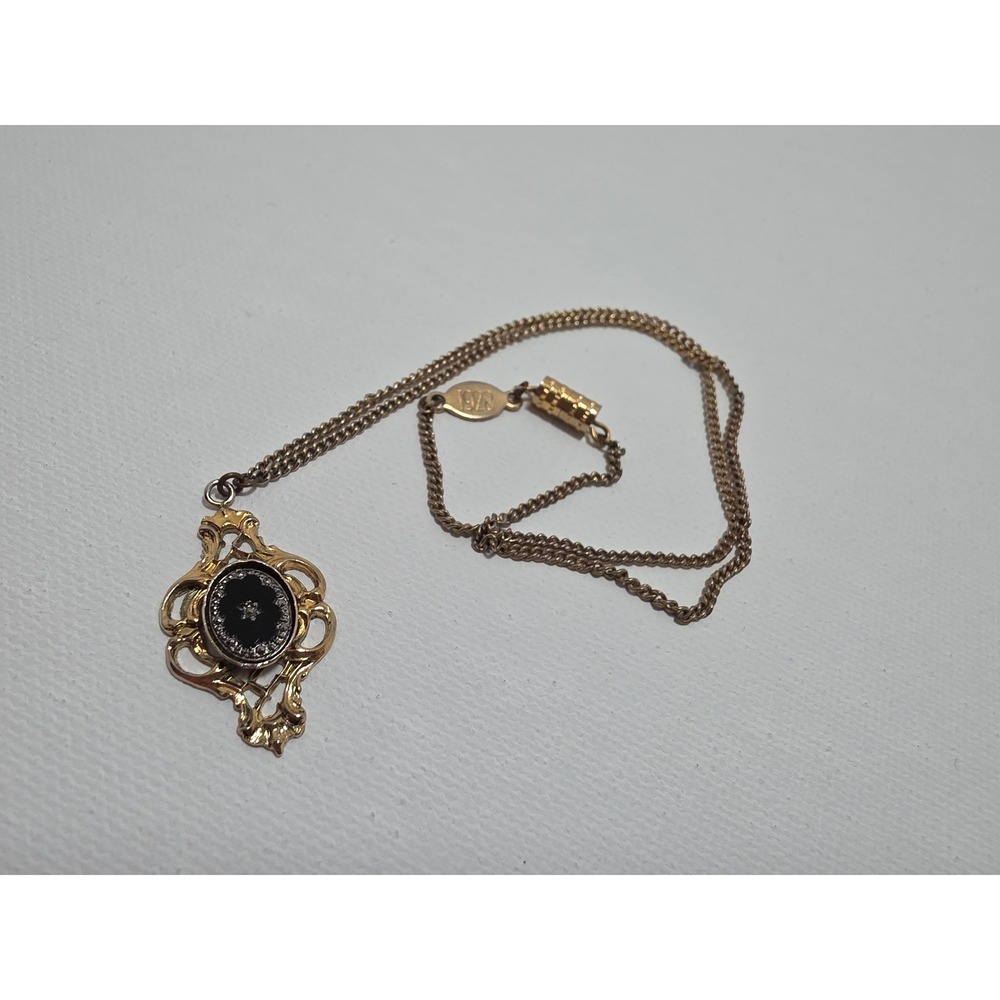 1928 Jewelry Vintage Victorian Inspired Black Cabochon Necklace Earrings Set - Picture 7 of 12